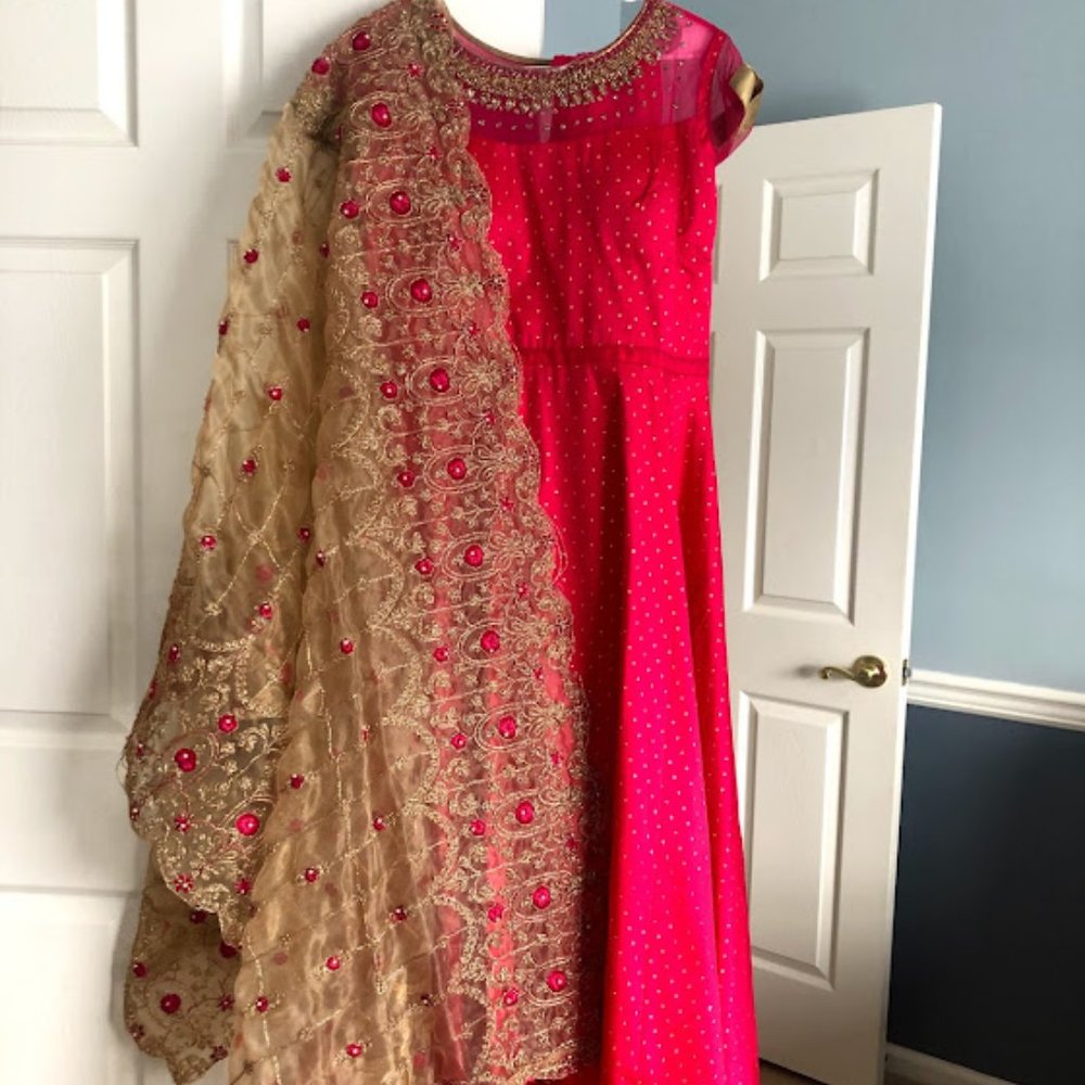 Anarkali Floor Length with Gold Embroidded Dupatta